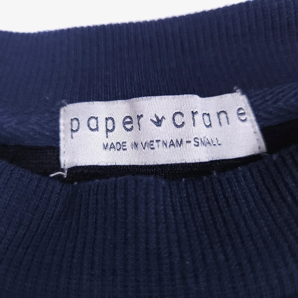 Women's Paper Crane Navy Blue Crop Top Size Small - Picture 2 of 3